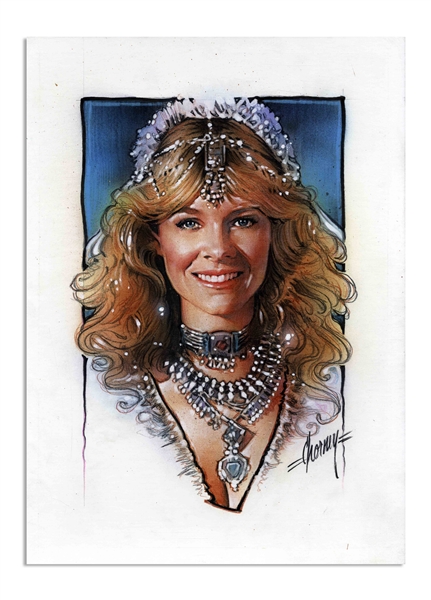Steven Chorney Painting From ''Indiana Jones and the Temple of Doom'' of Kate Capshaw -- Published in the Indiana Jones Topps Collector Cards Series